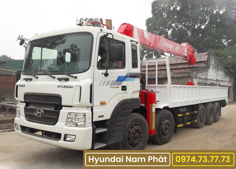 Xe Tải Hyundai 5 Chân HD360 Gắn Cẩu Atom 12 Tấn 1205
